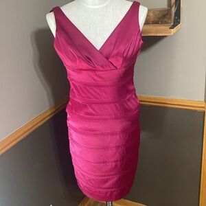American living fuchsia v neck satin tank dress size 2